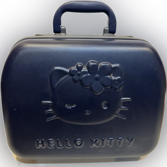 VTG RARE 2001 NAVY HELLO KITTY SANRIO HARD SHELL TRAVEL BAG SUITCASE LUGGAGE 15” - Picture 15 of 15